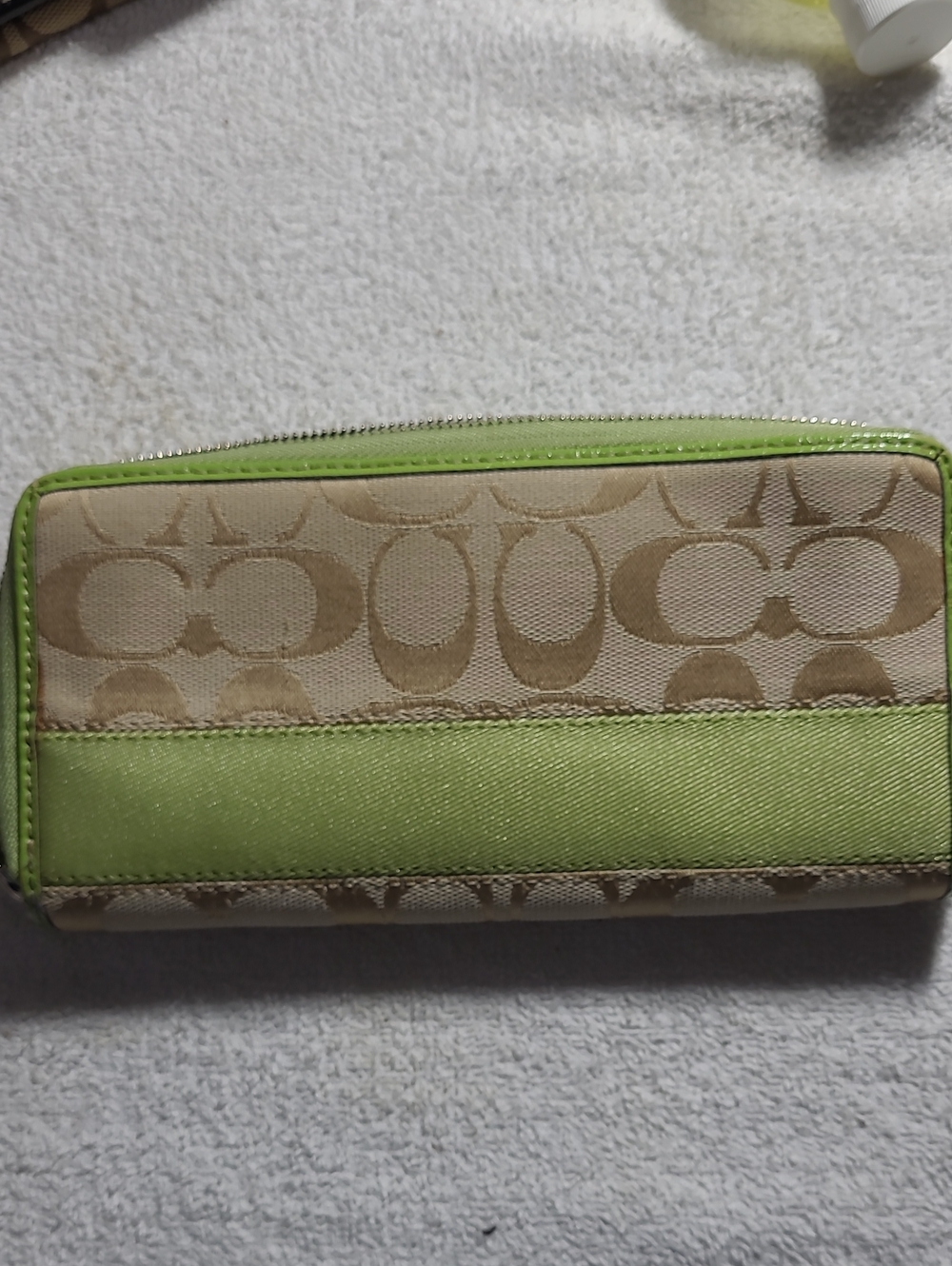 Coach Signature Canvas Wallet with Lime Trim - Picture 6 of 6